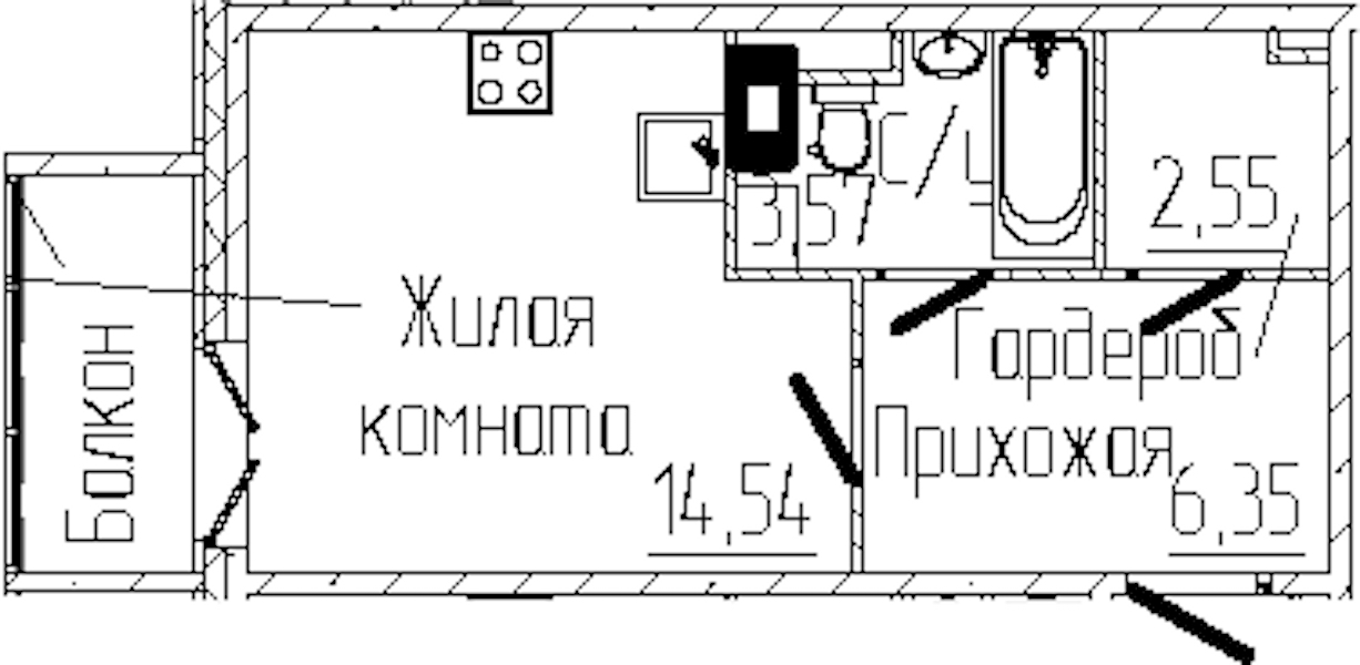 Квартира студия 27.96 м², 5/6 эт., ЖК «SERTOLOVO PARK»